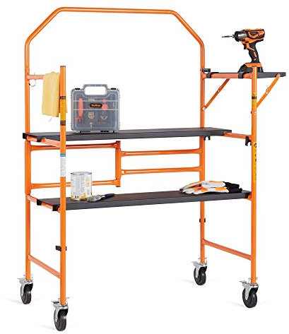 VonHaus Mobile Work Platform - Portable Scaffold Platform with Wheels for Easy Transportation and Storage - Lightweight Scaffolding Tower Working Base with Massive 225kg Capacity