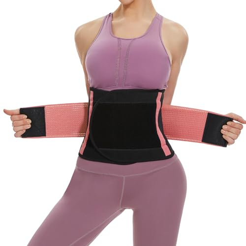SIHOHAN Bauchweggürtel, Schwitzgürtel Fitness Gürtel, Verstellbarer Taille Trimmer Gürtel Fitnessgürtel, Waisttrainer Taillenformer, Bauchgürtel für Herren und Damen（Rosa, XL）