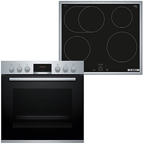 Bosch HND675LS66 Herd-Induktionskochfeld-Kombination (herdgesteuert), 59,4 cm breit, Pyrolyse-Selbstreinigung, Weiße LED-Display-Steuerung, Versenkknebel