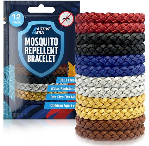 Active Era Mosquito Repellent Bracelet [12 Pack], Insect Midge & Mosquito Bands - Powerful DEET Free Formula - Waterproof with 250 Hours / 10 Days of Protection (Solid Colour - 12 Pack)