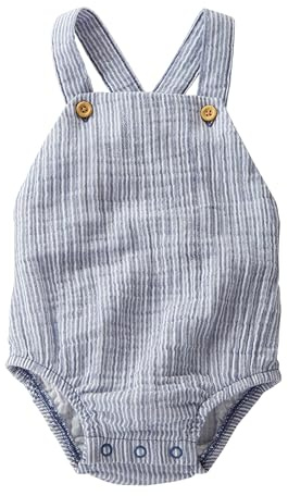 little planet by carter's unisex-baby Organic Cotton Gauze Bubble, Coastal Blue Stripe, NB
