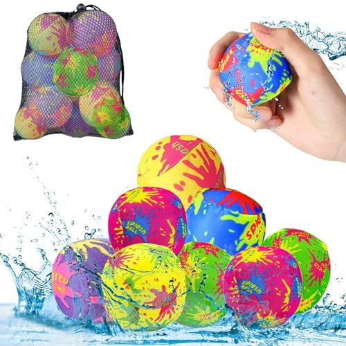 Wasserball 8 Stück, Wasserspielzeug Kinder, Wasserbomben Wiederverwendbar, Pool Spielzeug, Wasserspielzeug Kinder Outdoor, Beachball Set perfekt für Pool, Wasser,Strand und Meer (zufällige Farbe)