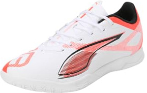 PUMA Unisex Ultra 5 Play IT Soccer Shoe, White Black-Glowing RED, 8.5 UK