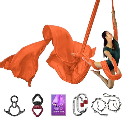 Aerial Silks Deluxe Equipment Set for Aerial Yoga, Aerial Yoga Hammock, Aerial Acrobatic,Circus Arts, Aerial Dance(L:10m W:2.8m)