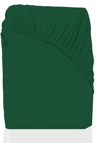 Spannbettlaken 80x200 cm Dunkelgrün – Jersey, 100% Baumwolle, Gummizug – Bettlaken für Matratzen bis 30 cm Höhe, atmungsaktiv, weich & pflegeleicht