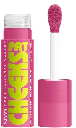 NYX Professional Makeup Fat Cheeks Juicy Blush, Liquid Blush, Up to 12H Wear, Hydrating & Buildable, Dewy Finish, Shade: Plum Pop, 8ml