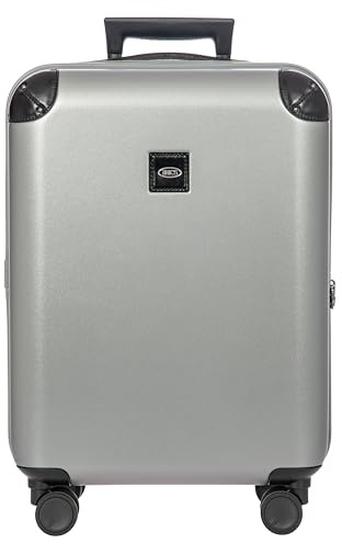 Bric's Amalfi Spinner Suitcase, Lightweight Expandable Hard Shell Luggage with Smooth 360° Wheels and TSA Lock, Silver, 21 Inch, Amalfi 21spinner Trunk 211-silver/Black