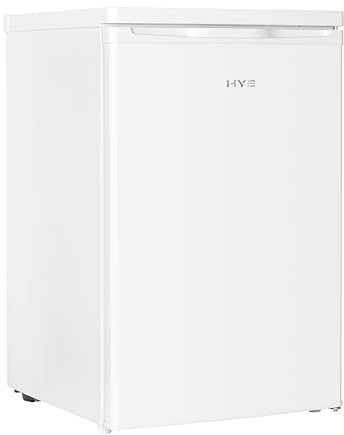 HYE 127L Under Counter Fridge – White Freestanding Larder Refrigerator, Energy Efficient & Quiet 39dB, Compact Small Fridge with Glass Shelves - RF01UCF127W01