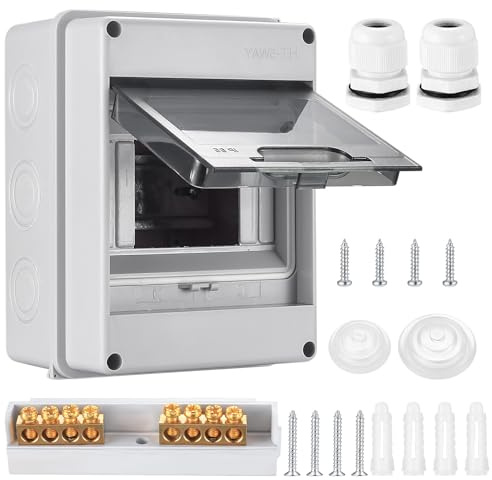 Caja de Distribución Estanca Exterior Electrónica IP65, Caja Cuadro Electrico de Superficie 5 Modulos, 5 Vías Caja de Fusibles Eléctrica de Plástico (5 vías)