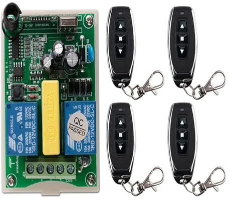 Abrepuertas automático, AC 220V 2 CH 2CH mando inalámbrico de radiofrecuencia receptor + transmisor Motor Tubular puerta de garaje pantalla de proyección persianas(Groen)