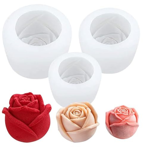 3 moldes de silicona rosa, mini rosa, cubitos de hielo, dulces, chocolate, moldes para velas DIY para accesorios de repostería