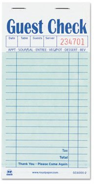 AmerCareRoyal Guest Check Pad, 17 Lines, Two-Part Carbon, 3.5 x 6.7, 50 Forms/Pad, 50 Pads/Carton