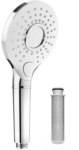 Rainsworth Duschkopf mit Filter H36807 Wassersparend Druckerhöhend - 3 Strahlarten Handbrause, Duschbrause Kalkfilter, Entfernen von Chlor und Verunreinigungen im Wasser, Chrom