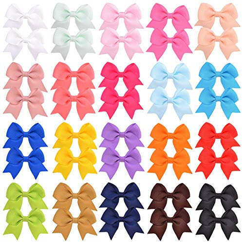 Jollybows 40 Stück Haarschleifen für Babys 6,1 cm Krokodilklemmen mit Ripsband Haarspangen Haarschmuck für Mädchen Kinder Kleinkinder (Regenbogen Farbe)