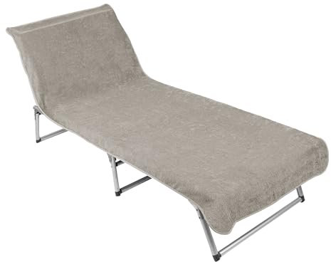 ZOLLNER Schonbezug - weiches und saugstarkes Strandtuch in 75x215 cm - waschbar bis 60°C - Baumwolle in grau - Fester Halt durch eingenähte Kapuze - Oeko Tex® Zertifiziert