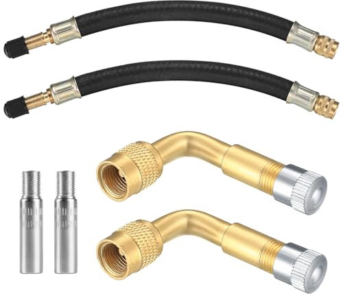 Ventilverlängerung Autoventil 90 Grad und 180mm, Reifenventil Verlängerung Adapter, Kupfer Ventiladapter Winkel Ventilverlängerung für Auto Motorrad Fahrrad Scooter