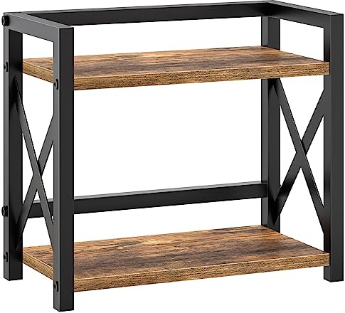 YATINEY Étagère à Épices à 2 Niveaux, Organisateur, Étagère de Rangement de Cuisine, Style Industriel, pour Salle de Bain, Coiffeuse, Cuisine, Bureau, Salon, Marron Rustique et Noir XSR28BR