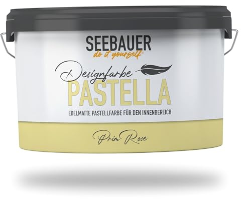 SEEBAUER diy Pastellfarbe PASTELLA Gelb 2,5L (Prim Rose) Edelmatte Wandfarbe Gelb - Innenfarbe sehr hohe Deckkraft - Matt, Abwaschbar und Tropffrei