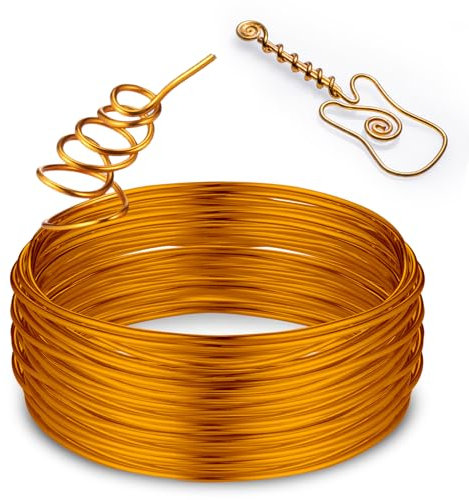 Zocipro Basteldraht 2mm x 20 m, Silberdraht, Schmuckdraht, Aluminiumdraht, Weicher & Biegsamer Draht, Draht für Schmuck, Dekoteile, DIY-Skulpturen, Kranzherstellung & Bonsai-Bäume,Gold