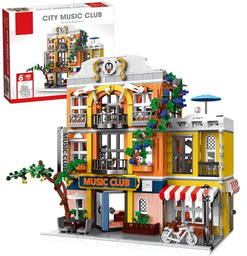 ENJBRICK Creator Haus Klemmbausteine kompatibel mit Lego für Erwachsene,Blumen City Musikclub Modulare Hausbausatz für Freunde Mädchen 1683 Teile