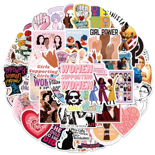 Hibarby Girl Power Feminism Klistermärkesset, Graffiti Vattentät Vinyldekal Dekoration för Bärbara Datorer, Vattenflaskor, Resefördrar, Mobilskal, iPad, Dagbok, Scrapbook