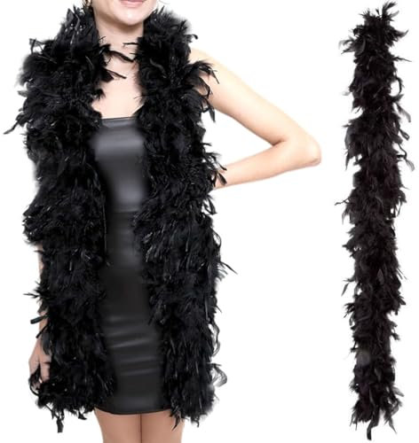 EIHI Feder-Boa, Länge circa 200 cm, Kostüm-Accessoire, Charleston, 20er Jahre, Flapper, Karneval, Mottoparty, 1 Stück