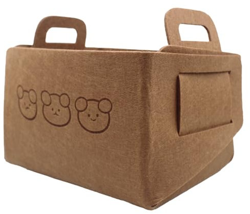 1pc Scatole Portaoggetti,18 x 13 x 12cm Portaoggetti Pieghevoli Confezione Cesto Portaoggetti in Tessuto Cesta Portabiancheria,Cestino in Feltro con Manico per Vestiti,Asciugamani-Bruno Rossastro