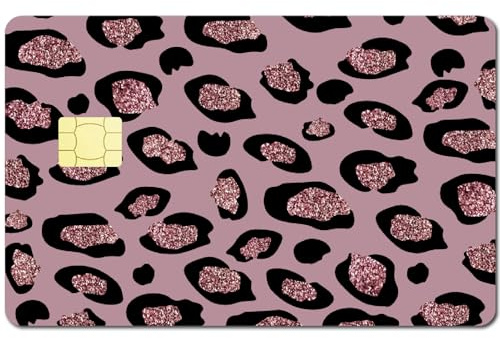 CREATCABIN 4 Pieza de Pegatinas para Tarjetas de Crédito, Diseño de Leopardo Rosa, para Personalizar Tarjetas de Crédito, Impermeables, Extraíbles, para Proteger Tarjetas Bancarias, con Bloqueo,