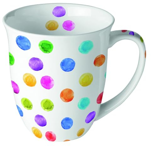 Ambiente tekopp kaffekopp mugg mugg 0,4 l färgglada prickar färglekar i djärva färger fina ben Kina porslin året runt motiv