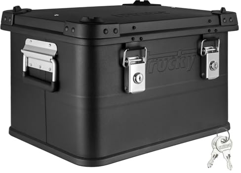 Trucky Scatola in alluminio con coperchio, in alluminio, per il trasporto, in metallo, richiudibile, dimensioni: 30 l, colore nero