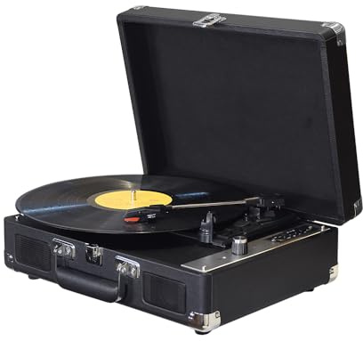 Jeffergarden Retro Skivspelare med Trådlöst Ljud 33 45 78 Varv/Min Skivspelare för USB SD -kortuppspelning Inbyggd Högtalare 3,5 Mm Ljudport (Svart)