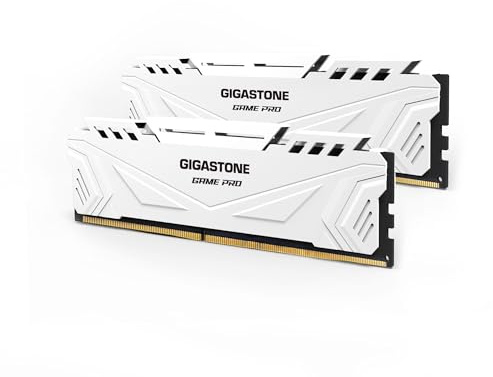 【DDR4 RAM】GIGASTONE Game PRO 32GB Kit (2x16GB) DDR4 3200MHz PC4-25600 CL16-18-18-40 Memoria para escritorio gaming Intel XMP 2.0 / AMD Ryzen, 1.35V UDIMM 288 pines, no bufferizada, no ECC RAM (Blanco)