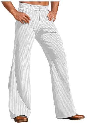 Generisch Pantaloni a zampa da uomo, eleganti, vintage, in velluto a coste anni '70, stile retrò, tinta unita, taglio a corde, pantaloni chino, gamba larga, oversize, per il tempo libero, da discoteca