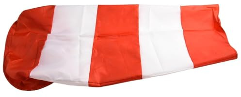NiuLumea Windsack für Flughafen aus Ripstop-Polyester, 60 cm Länge, mit reflektierenden Streifen, inklusive Metallclips und Kordel, Rot und Weiß
