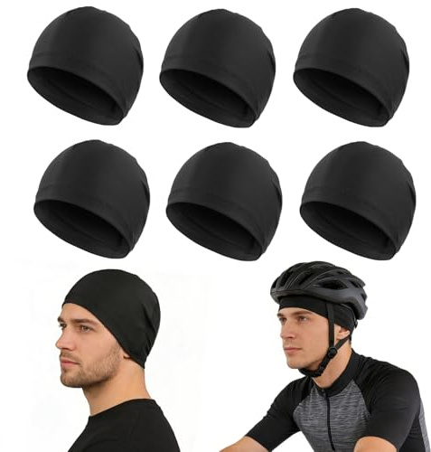 6 Ciclismo Calavera Gorra Gorro Bajo Sotocasco Unisex para Debajo del Casco, Paquete, Transpirable, de Seda Helada, Ideal para Verano, Running, Ciclismo, montañismo y Motociclismo