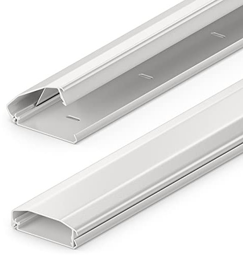 deleyCON Universal Kabelkanal Leitungskanal Innovativer Klappmechanismus Hochwertiges Aluminium Länge 100cm - Breite 6cm - Höhe 2cm - Weiß