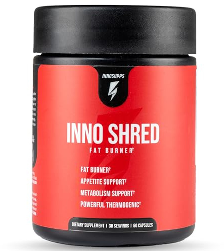 Inno Shred Thermogenic Fat Burner for Men & Women - Appetite Suppressant, Energy & Metabolism Support with Capsimax, Paradoxine, Green Tea Extract - 60 Capsules, 30 Servings