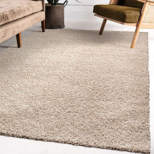 Impression Wohnzimmerteppich - Hochwertiger Öko-Tex zertifizierter Flächenteppich - Solid Color Teppich Beige - Größe 120x170