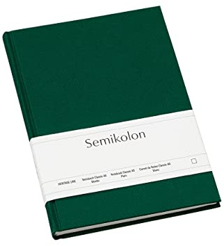 Semikolon 364086 Notizbuch Classic A5 blanko - 176 Seiten, cremeweißes Papier - Lesezeichen - forest grün