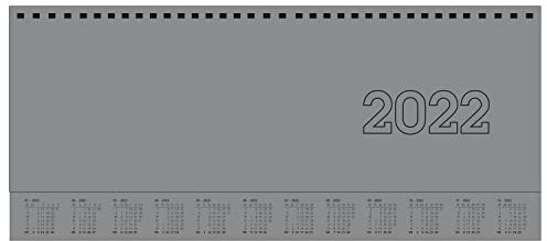 III 2022, 1 Woche auf 2 Seiten, Tisch-Kalender im Format 30,5 x 13,5 cm, Büro-Planer mit 112 Seiten und Ringbindung, Silber-grau, 10229925