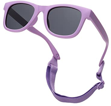 Pro Acme Occhiali da sole polarizzati per bambini con cinturino regolabile occhiali da sole per 0-24 mesi neonato ragazzi ragazze, Cornice viola | lente grigia