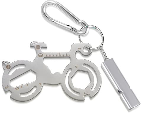 Fahrrad Multitool Fahrrad Werkzeug mit Aluminiumpfeifen, 12-in-1 Mini Fahrrad Multifunktionswerkzeug, Key Tool Bicycle Schlüsselanhänger Fahrrad für Wandern Camping