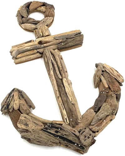 My Square Mile Wooden Ship Anchor Decor 60cm | Nautical Boat Driftwood | Wall Decor Door Hanging Ornament | Bathroom Accessories