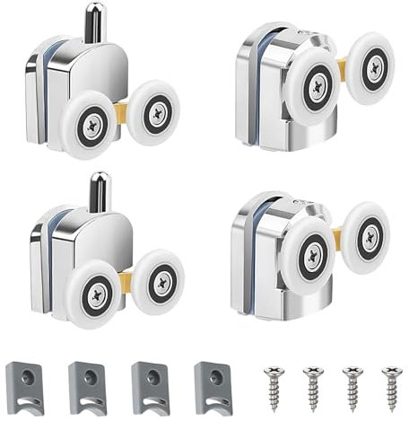 Duschtürrollen Ersatzset,25 mm Durchmesser Duschtür Rollen Ersatzteile,Duschkabinen Ersatzteile,Passend für Glas 4-6 mm,Duschtür Rollen für Reibungsloses Duschvergnügen(2Obere&2untere Rollen) (25 mm)