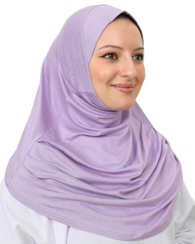 Prien Chic Hijab Für Damen, Türkisch Kopftuch Muslim, Frauen Konfektionskleidung Schal Kleider, Muslim Weicher Jersey Kopftücher, Burka, Easy Hijab Set, Muslimisch Abaya (Lila)