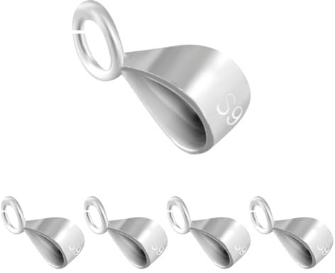 Granvoo 5 Stück 925 Sterling Silber Schiebe Anhängerverschluss für Halskette, Anhängeröse Schmuck Anhänger Ösen, Ösen für die Schmuckherstellung, Collierschlaufen für Halskette Anhänger, Silber