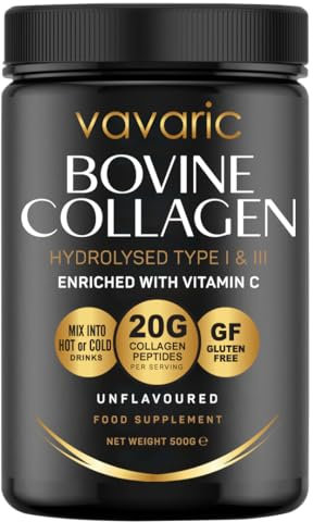 Vavaric Bovine Collagen Powder 500g - Premium Hydrolysed Collagen for Skin, Hair, Nails & Joint Health - Enhances Flexibility, Supports Anti-Aging, and Boosts Natural Collagen Production