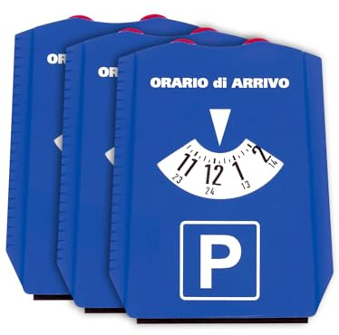 Wintem Set da 3 Raschiaghiaccio 2in1 a Tre Lati con Disco Orario per Auto 12x15,5 cm - Vetri Impeccabili e Sicuri - Disco Orario Integrato - Materiale Resistente a Temperature Regide - Design Compatto