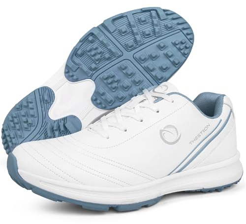 ZHENSI Zapatos De Golf Mujer, Zapatillas De Entrenamiento De Golf Ligeras Cómodas Y Sin Clavos Calzado Deportivo Antideslizante para Exteriores,Azul,38 EU