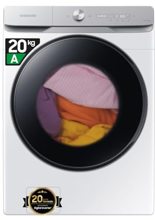 Samsung Lavatrice AI Control WF20DG8650BW/U3 Libera installazione, 20 Kg, Wifi, Ecobubble, AI Wash, Vapore Igienizzante, Carica Frontale, Corpo: Bianco, Oblò: Nero, 68,6l x 98,4h x 87,5p cm
